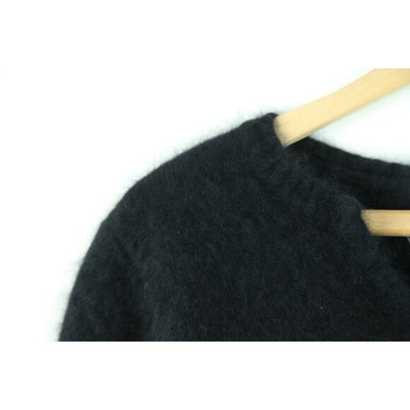 VTG 90s 70% Angora Sweater 2X L 42" Chest Black Grunge Fuzzy Pullover Bombshell - Picture 2 of 7